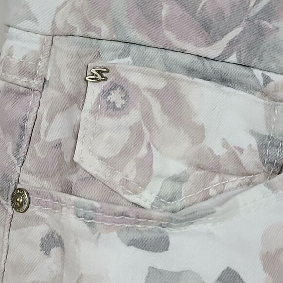 Seven7 High Rise Tummyless Skinny Jeans White Floral Print Stretch Denim Size 6 - Picture 5 of 13